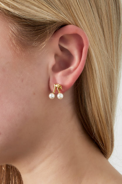 Damen Ohrclips Kirsche 14K | Edelstahl vergoldet | Goldfarbe