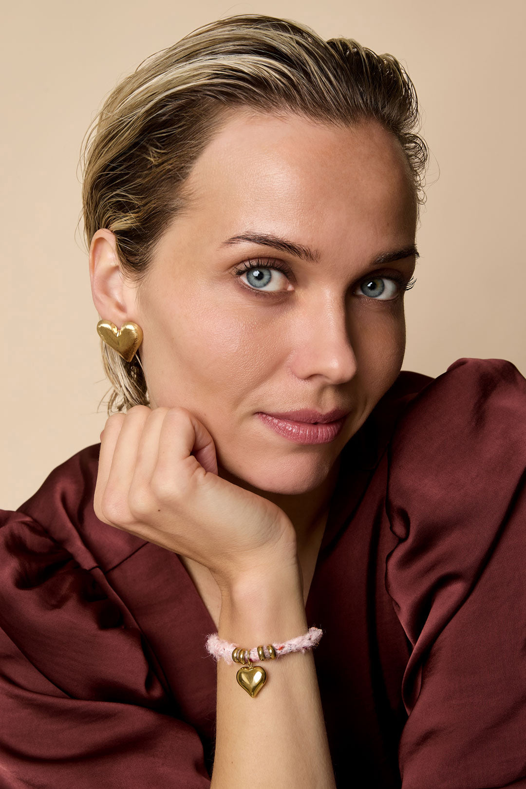 Damen Ohrstecker Herz | 304S-Edelstahl | Goldfarbe & Silberfarbe