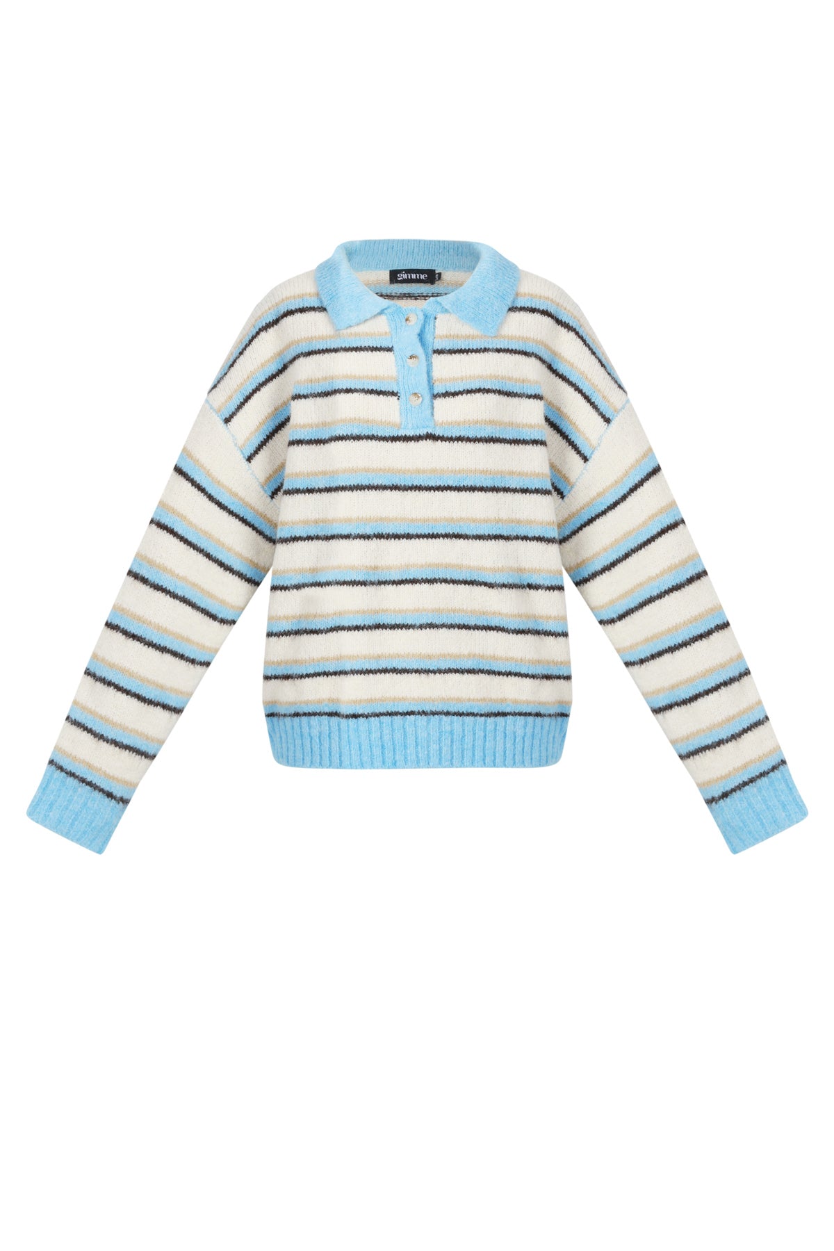 damen polopullover streifen strick | polyester | mehrfarbig