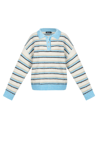 Damen Polopullover Streifen Strick | Polyester | Mehrfarbig