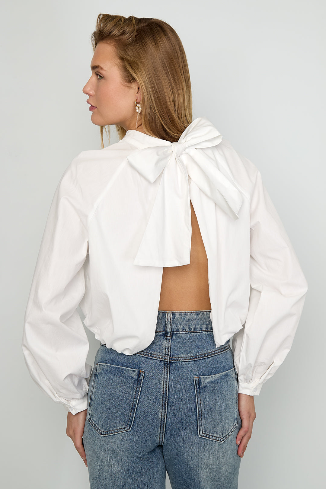 damen top schleife offener rücken | baumwolle | wassermelonenrot