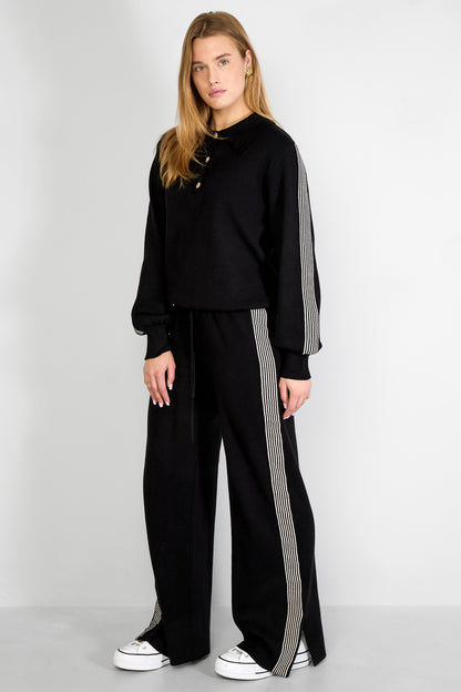 Damen Strickhose Streifen | Baumwollstrick | Mehrfarbig