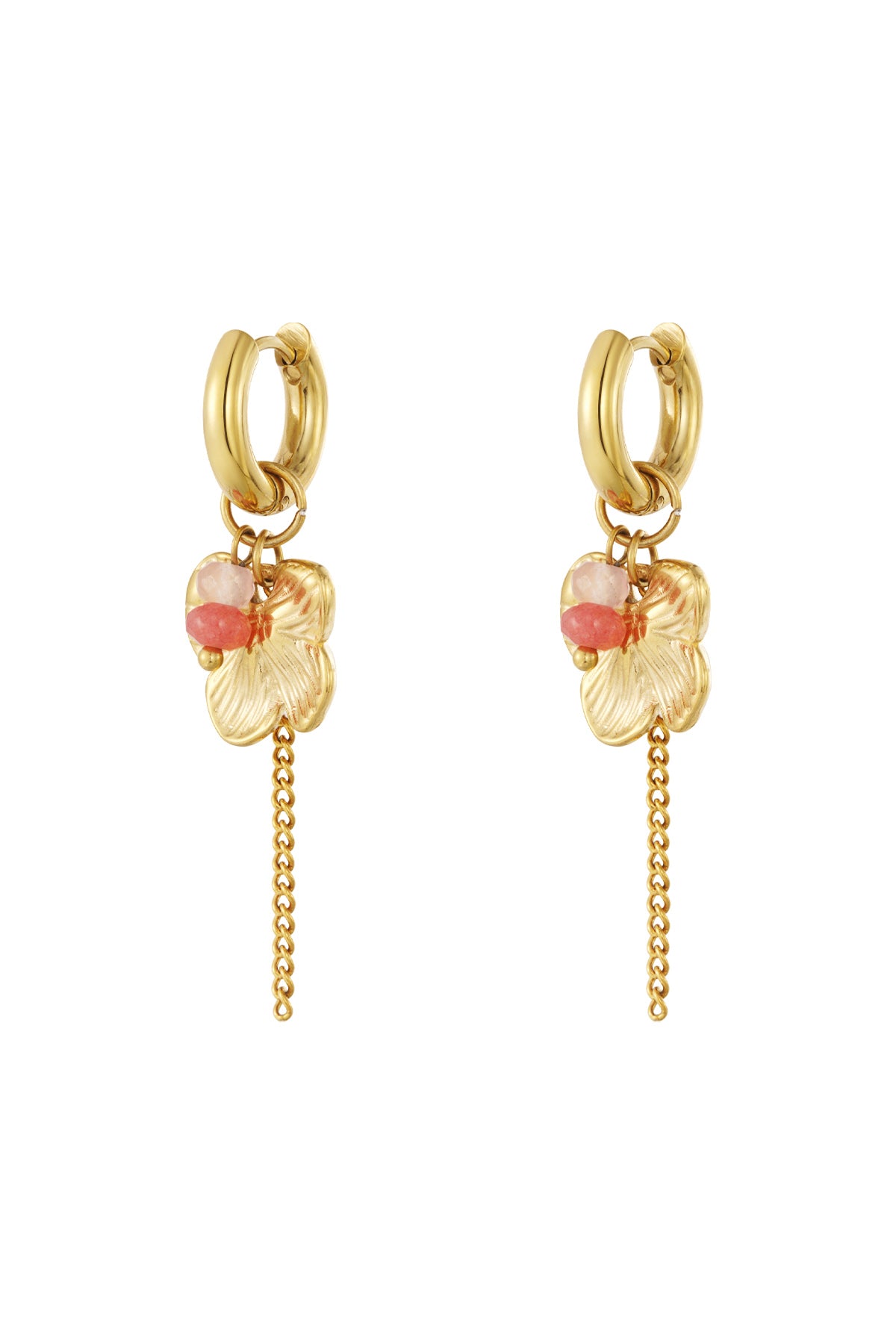 Damen Ohrhänger Blüten-Tropfen Gold | Edelstahl | Goldfarbe
