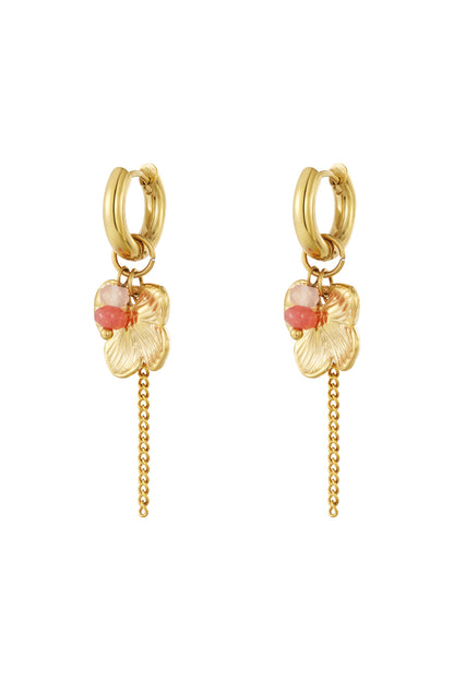 Damen Ohrhänger Blüten-Tropfen Gold | Edelstahl | Goldfarbe