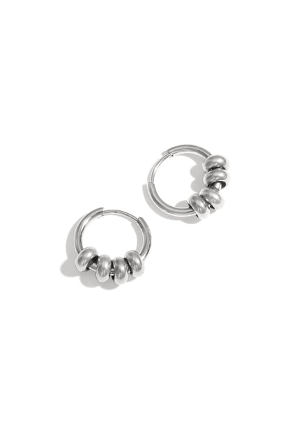 Damen Creolen Perlen | Edelstahl | Silber