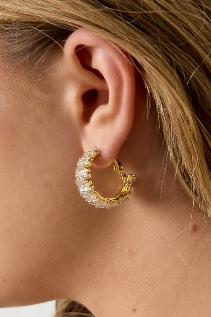 Damen Creolen Geometrisch Zirkon | Kupfer | Gold & Silber