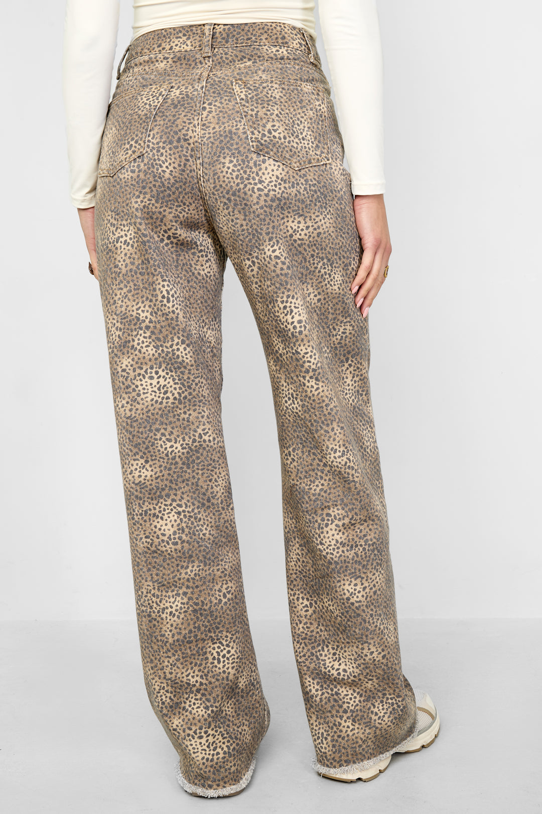 Damen Hose Leopardenmuster | Baumwolle | Weiß