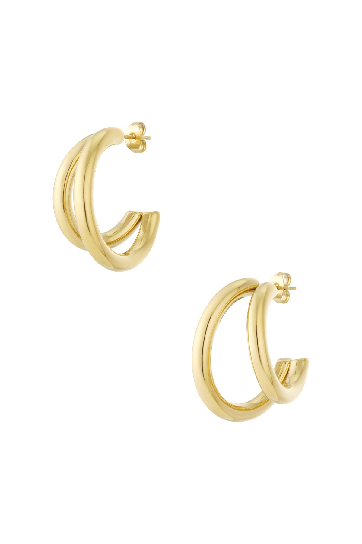 damen doppelcreolen elegant | edelstahl | gold & silber