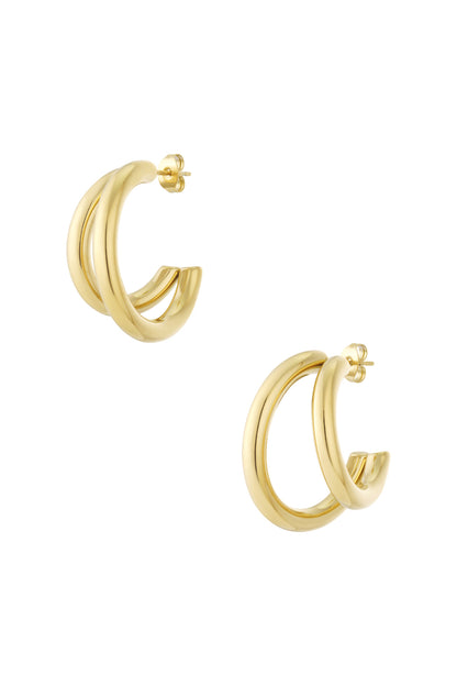 Damen Doppelcreolen Elegant | Edelstahl | Gold & Silber