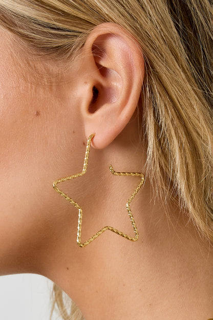 Damen Creolen Stern Alltagsglanz | Edelstahl | Goldfarbe & Silberfarbe