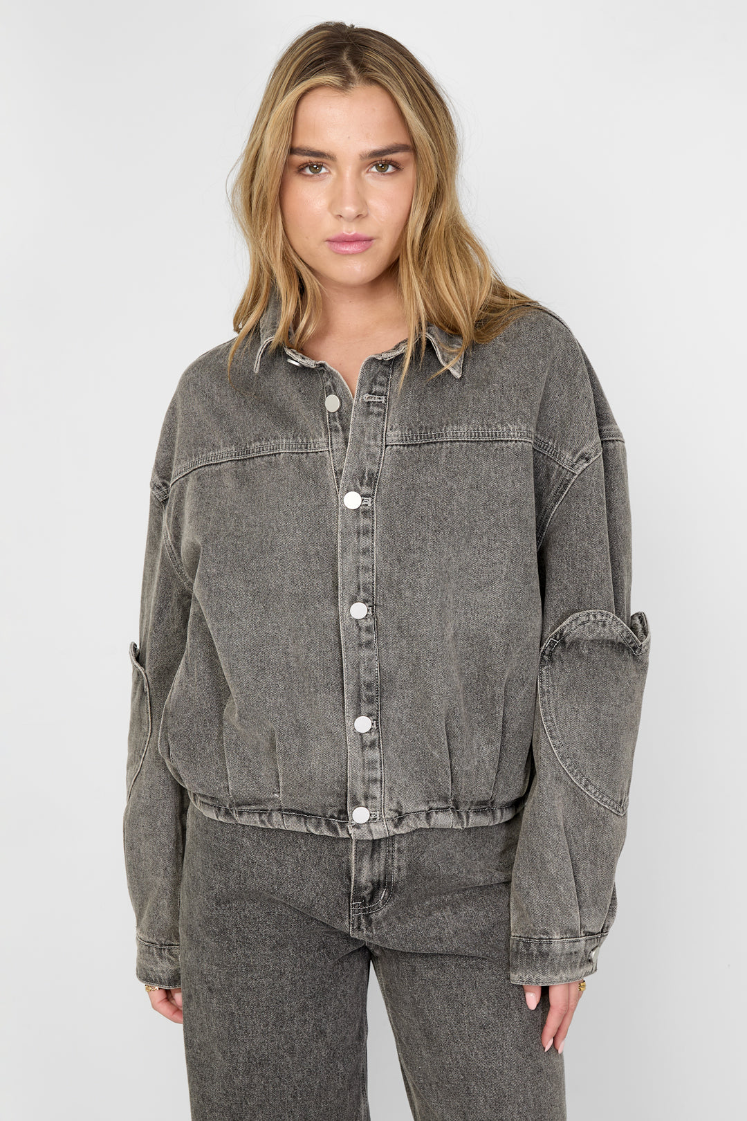 Damen Jeansjacke Set Herzmuster | Baumwolle | Rosa
