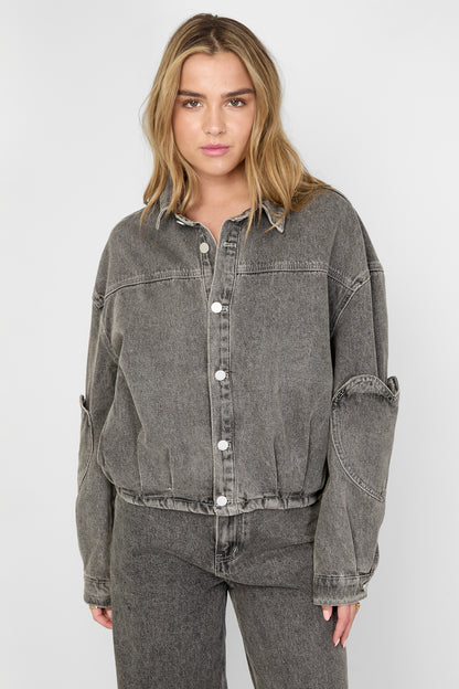 Damen Jeansjacke Set Herzmuster | Baumwolle | Rosa