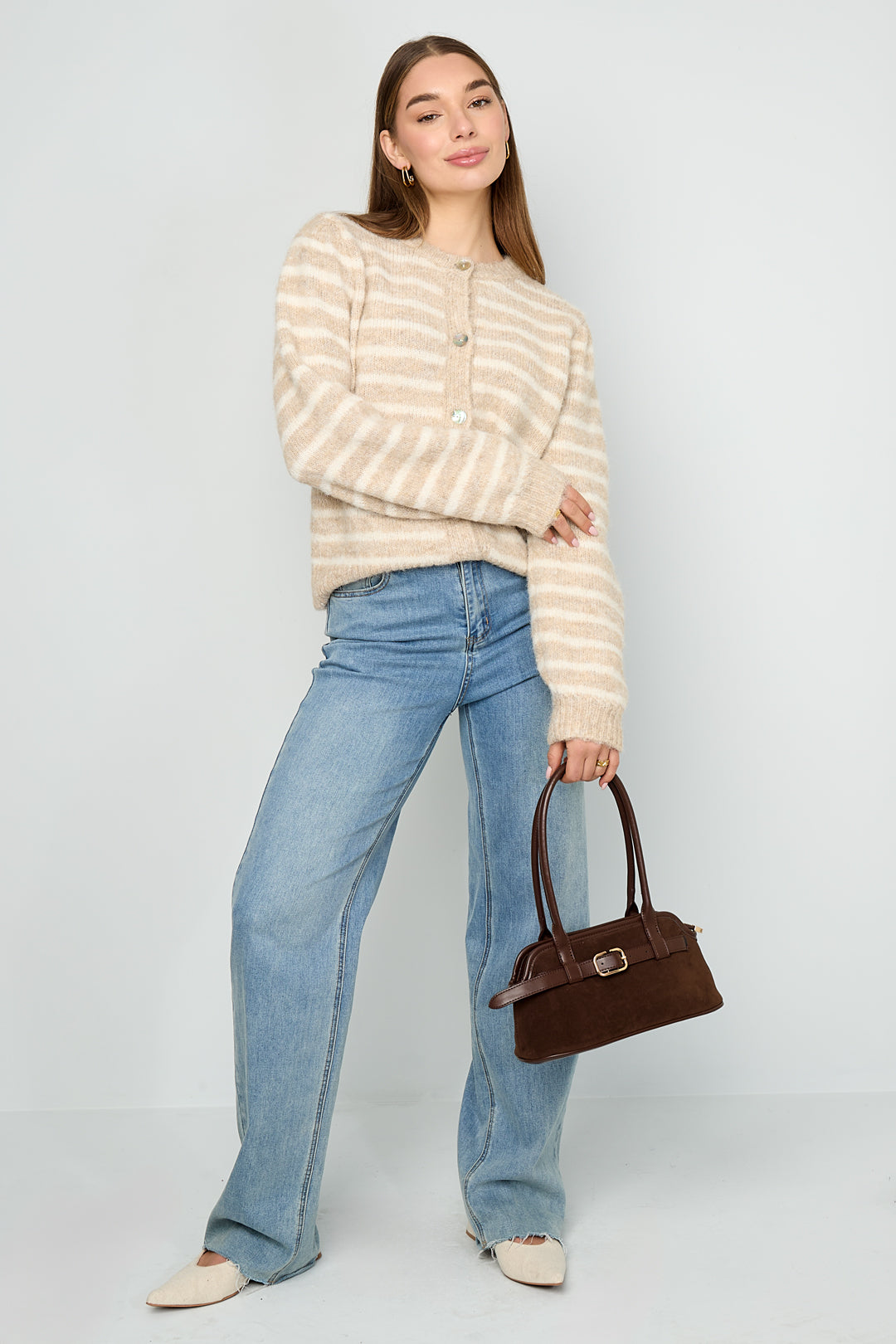damen cardigan gestreift | polyester | mehrfarbig