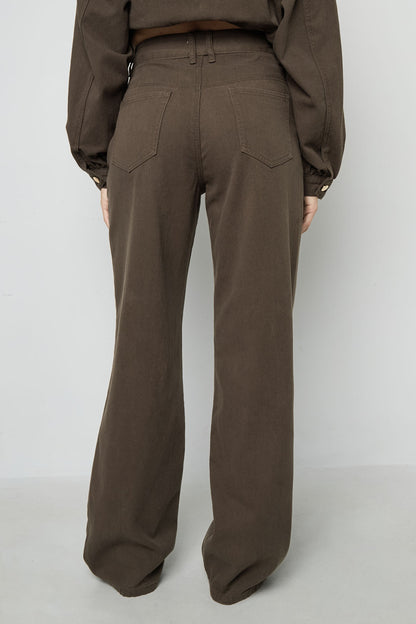 Damen Hose Luxus Gerade | Baumwolle | Braun