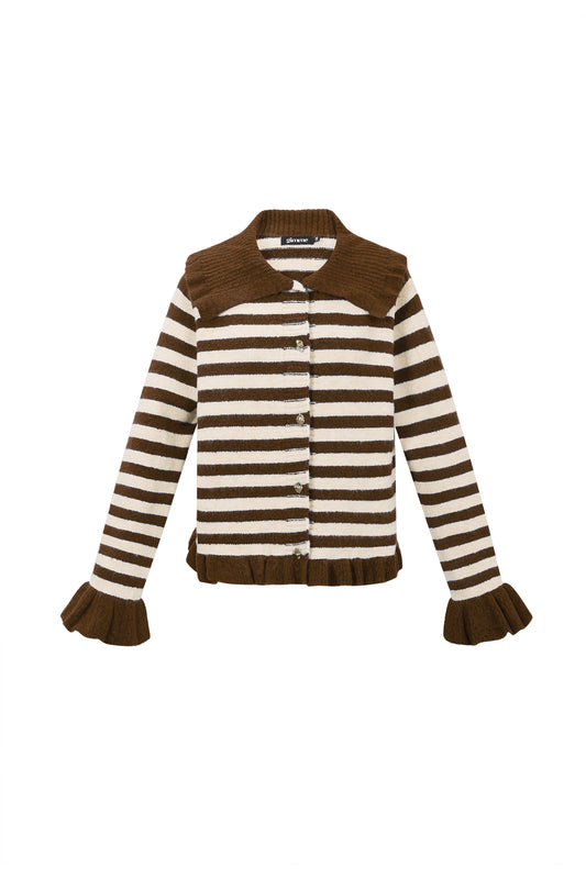 Damen Cardigan Strick Streifen | Polyester | Mehrfarbig