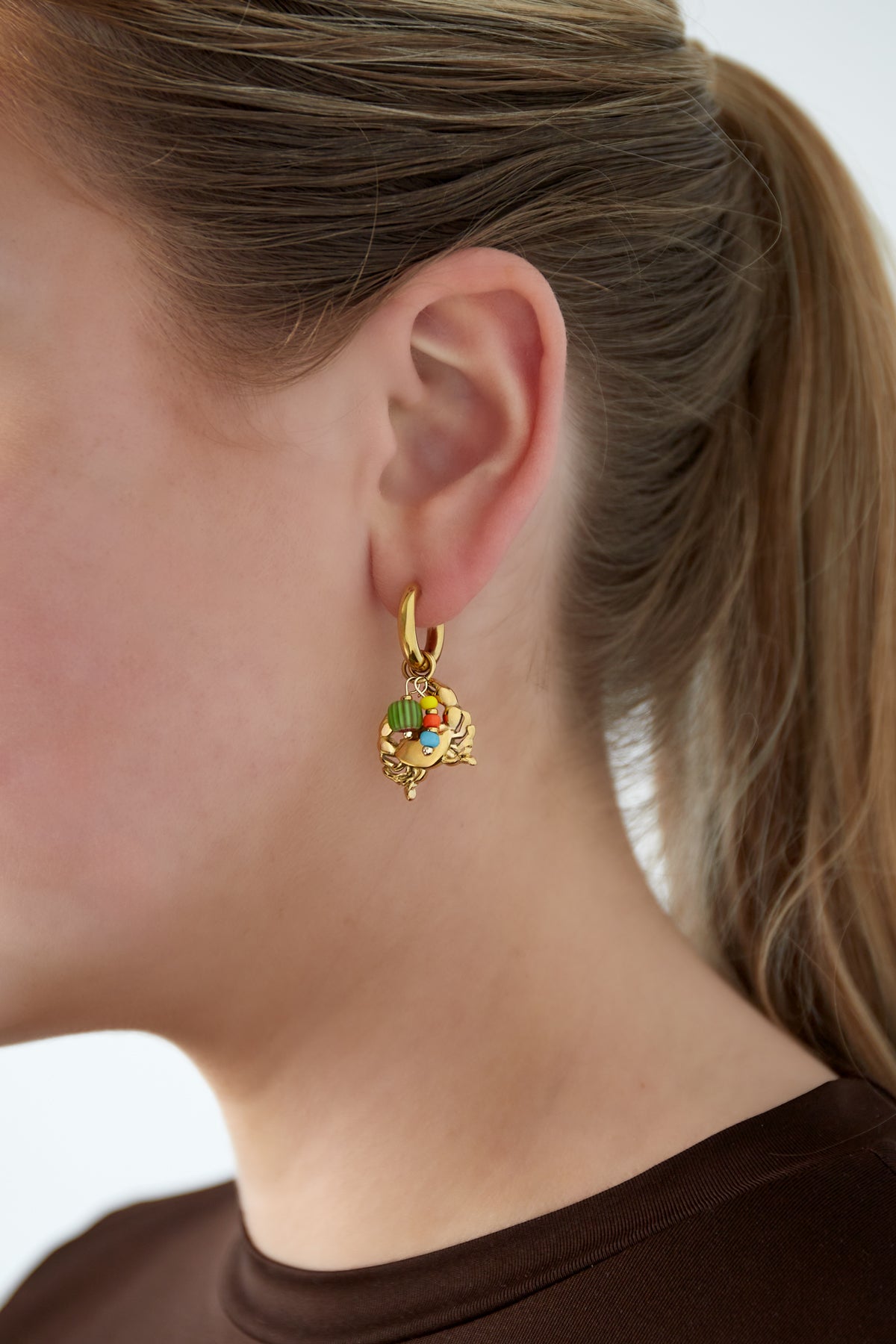 damen ohrringe krabbe 14k marine | edelstahl vergoldet | goldfarbe