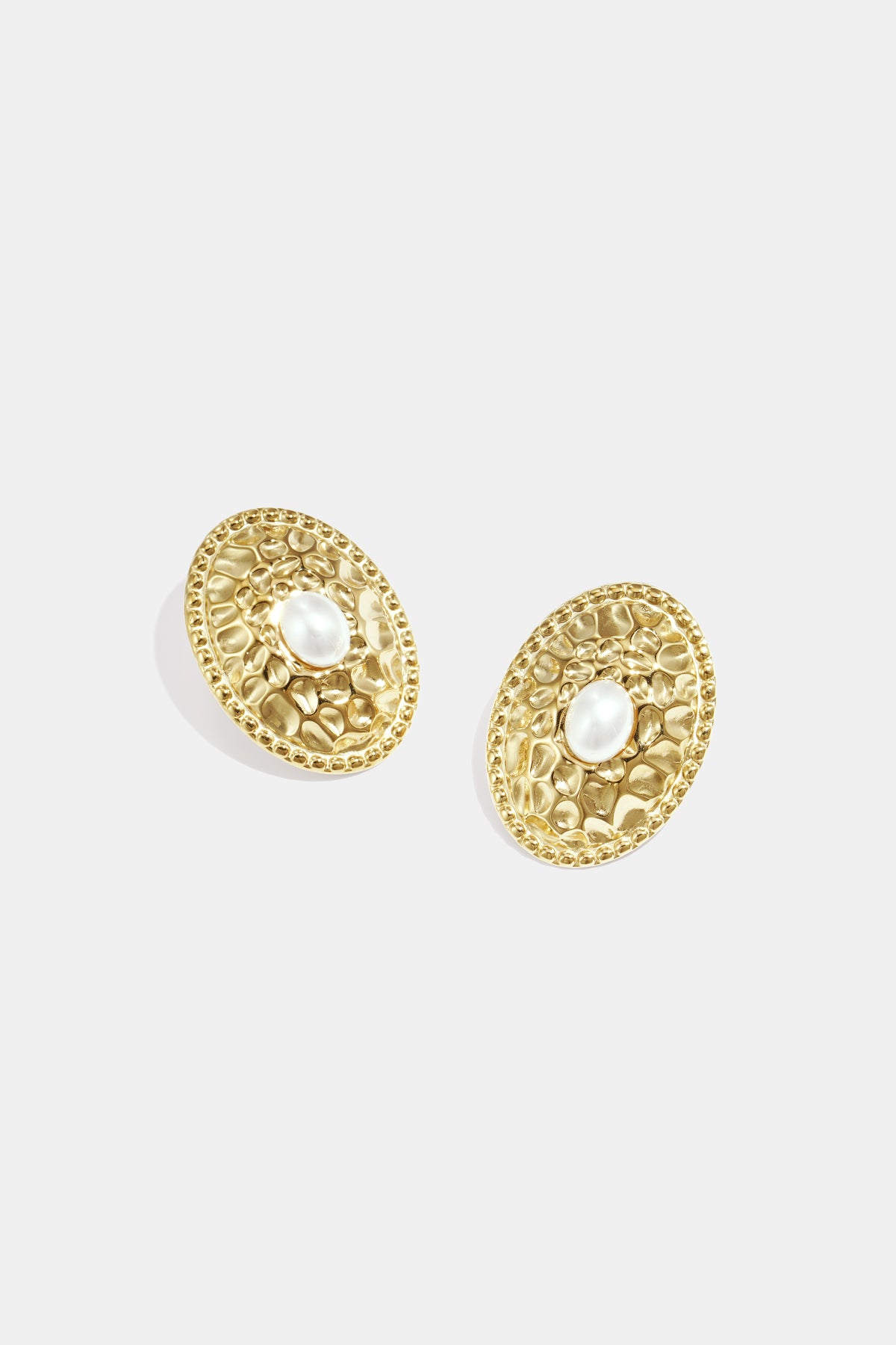 Damen Ohrstecker Hammermuster | Edelstahl | Goldfarbe