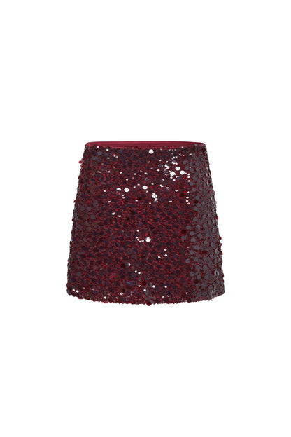 Damen Minirock Pailletten | Polyester | Purpur