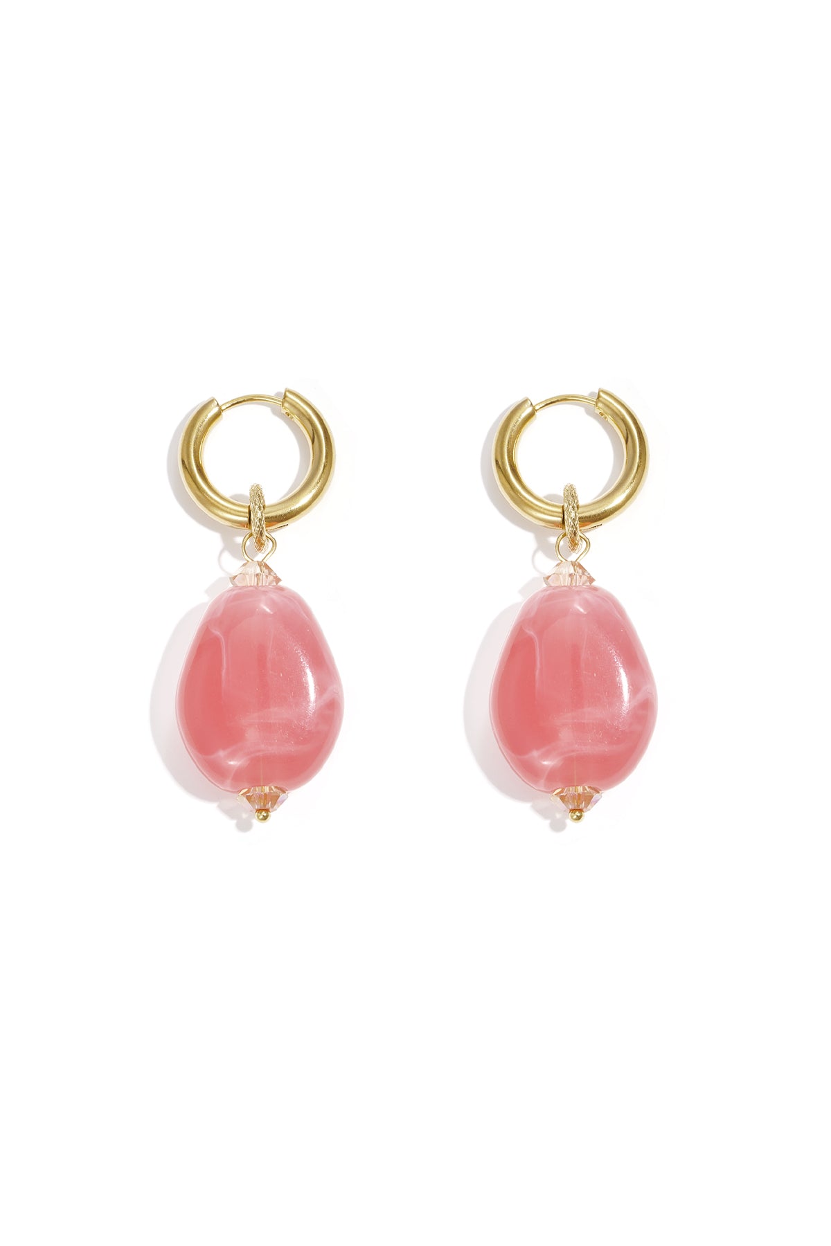 Damen Ohrringe Asymmetrisch Perle Kristall | Harz | Rosenrot & Blau & Gelb
