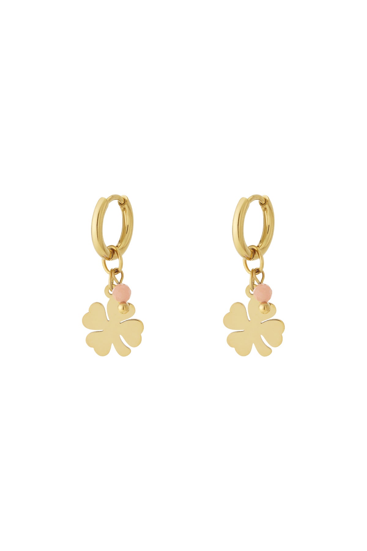 damen ohrringe stein klee 14k | edelstahl vergoldet | rosa & babyblau