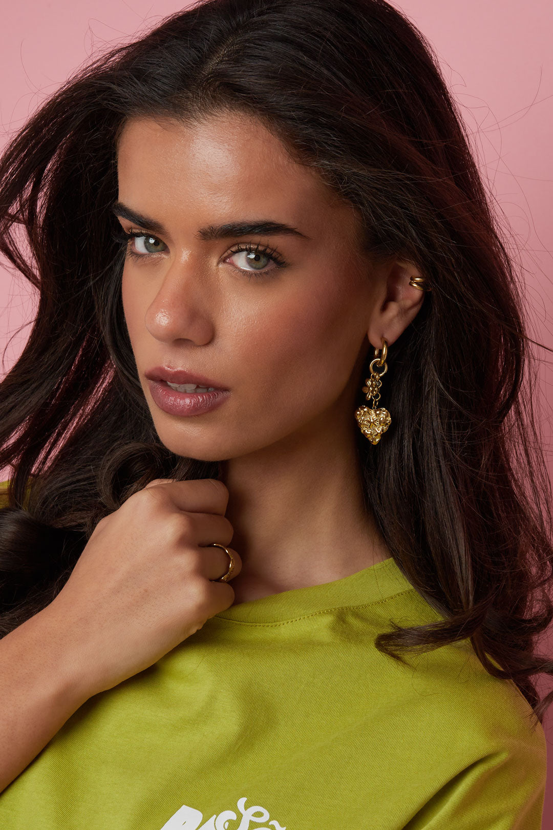 Damen Ohrringe Blumenherz Perle | Edelstahl | Goldfarbe