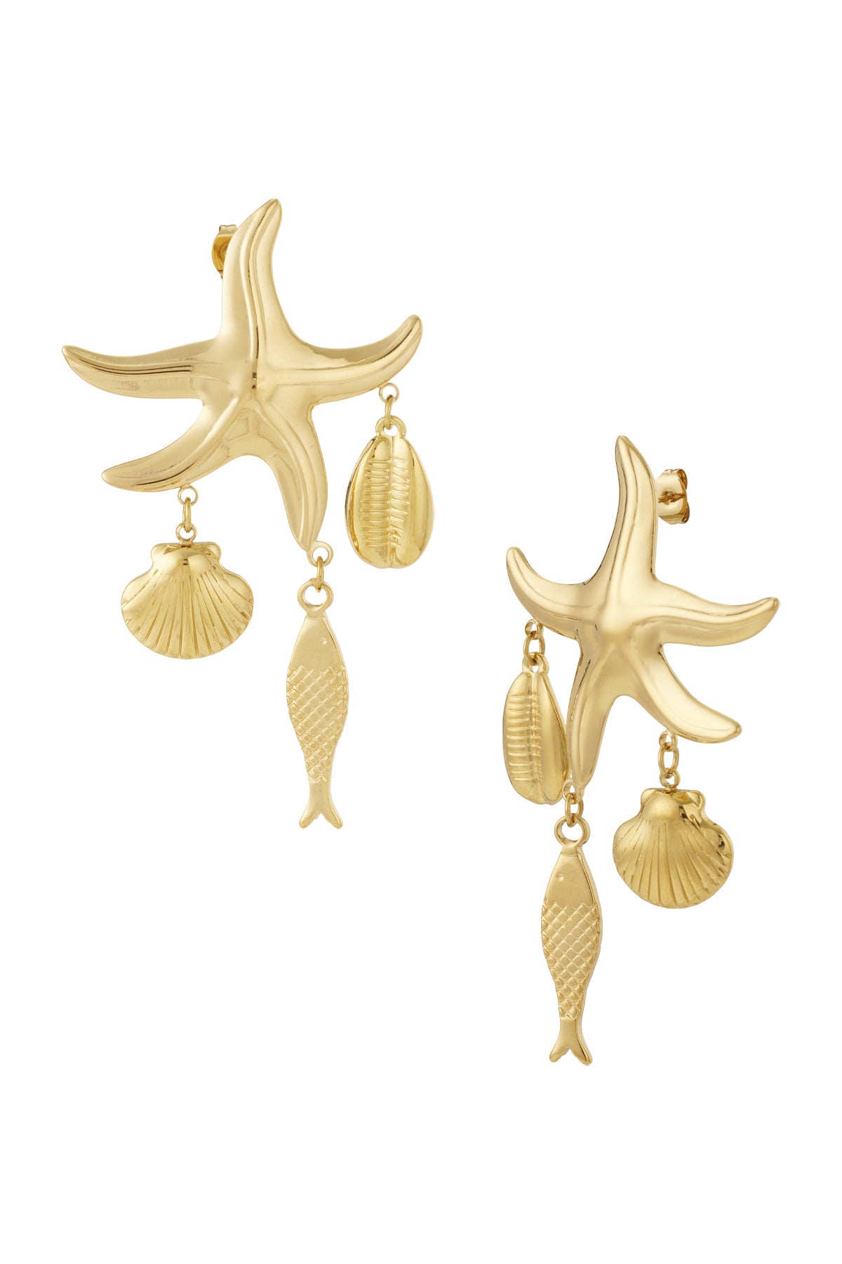 Damen Ohrringe Seestern Schatz 14K | Edelstahl vergoldet | Goldfarbe