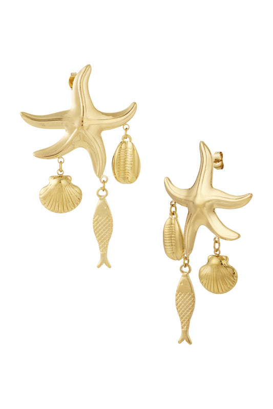 Damen Ohrringe Seestern Schatz 14K | Edelstahl vergoldet | Goldfarbe