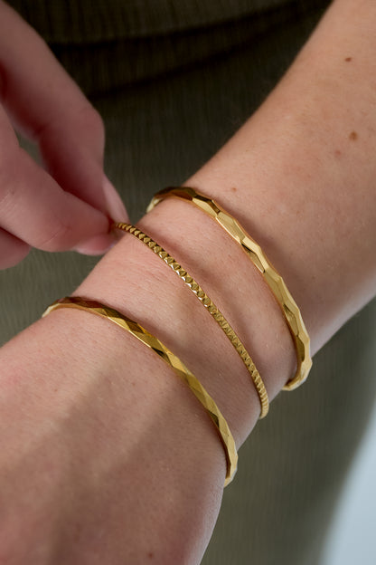 Damen Armreif Geometrisch Laessig | Edelstahl | Goldfarbe