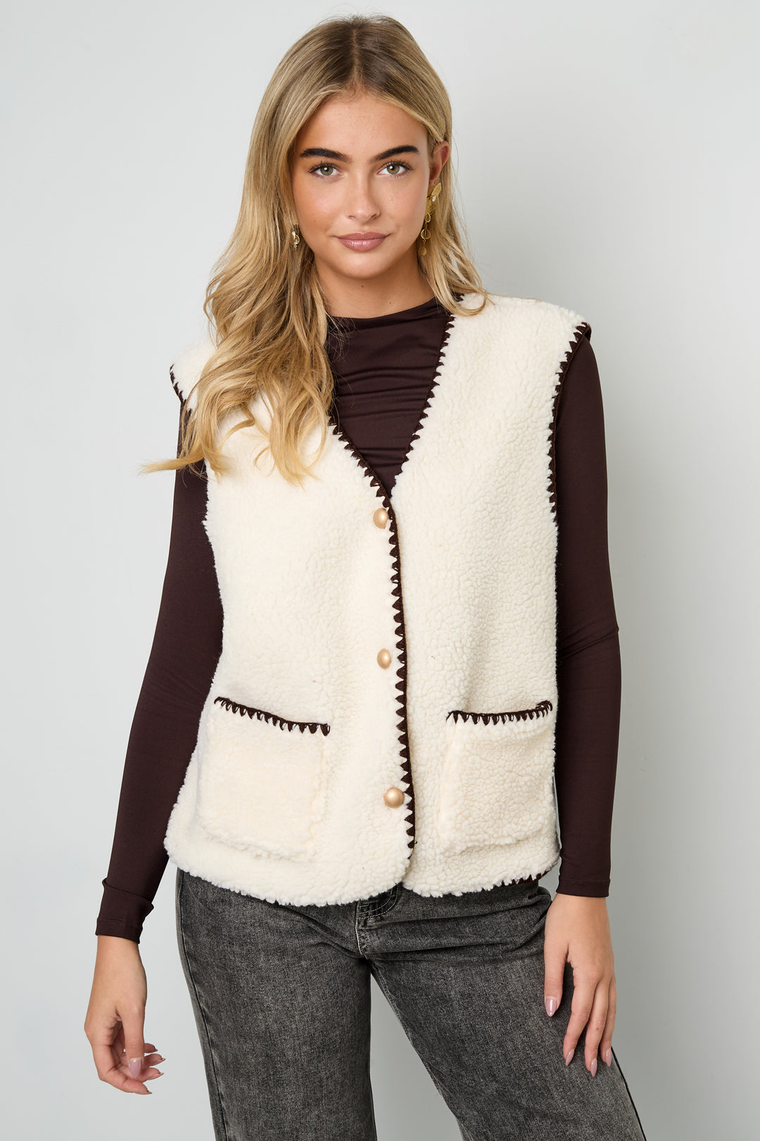 Damen Weste Farbkontrast | Polyester | Mehrfarbig