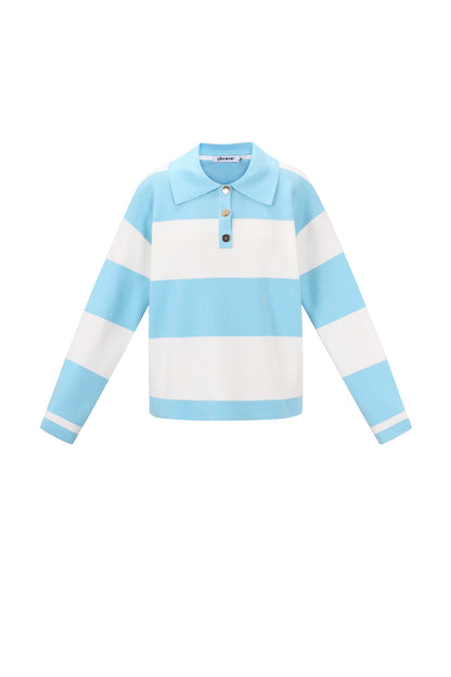 Damen Polopullover Streifen Viskose | Viskose | Mehrfarbig