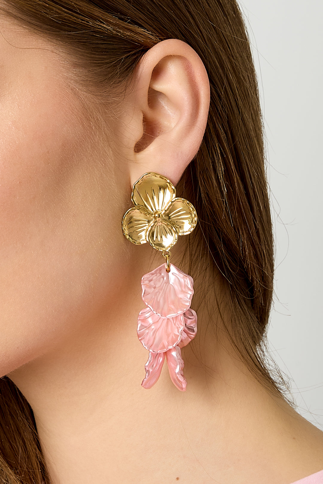 damen ohrringe blume perlmutt | edelstahl | hellrosa & babyblau & rosenrot