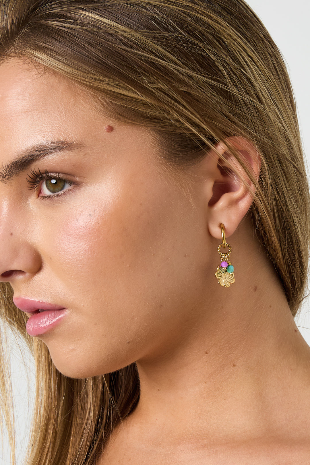 Damen Ohrringe Blumen-Schleife Charm | Edelstahl | Goldfarbe