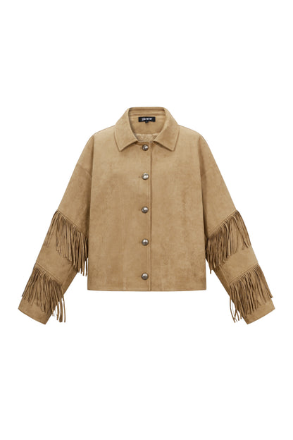 Gewebte Polyesterfaser Damen-Bluse Casual Einfarbig Herbst/Winter Fransen-Detail