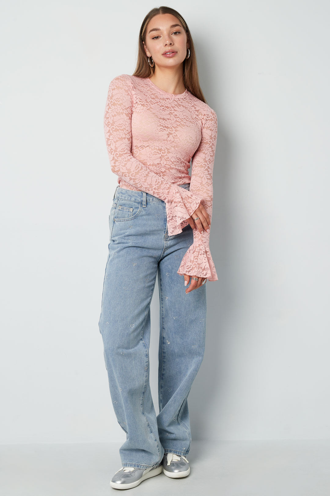 Damen Jeans Herzstickerei | Baumwolle | Blau