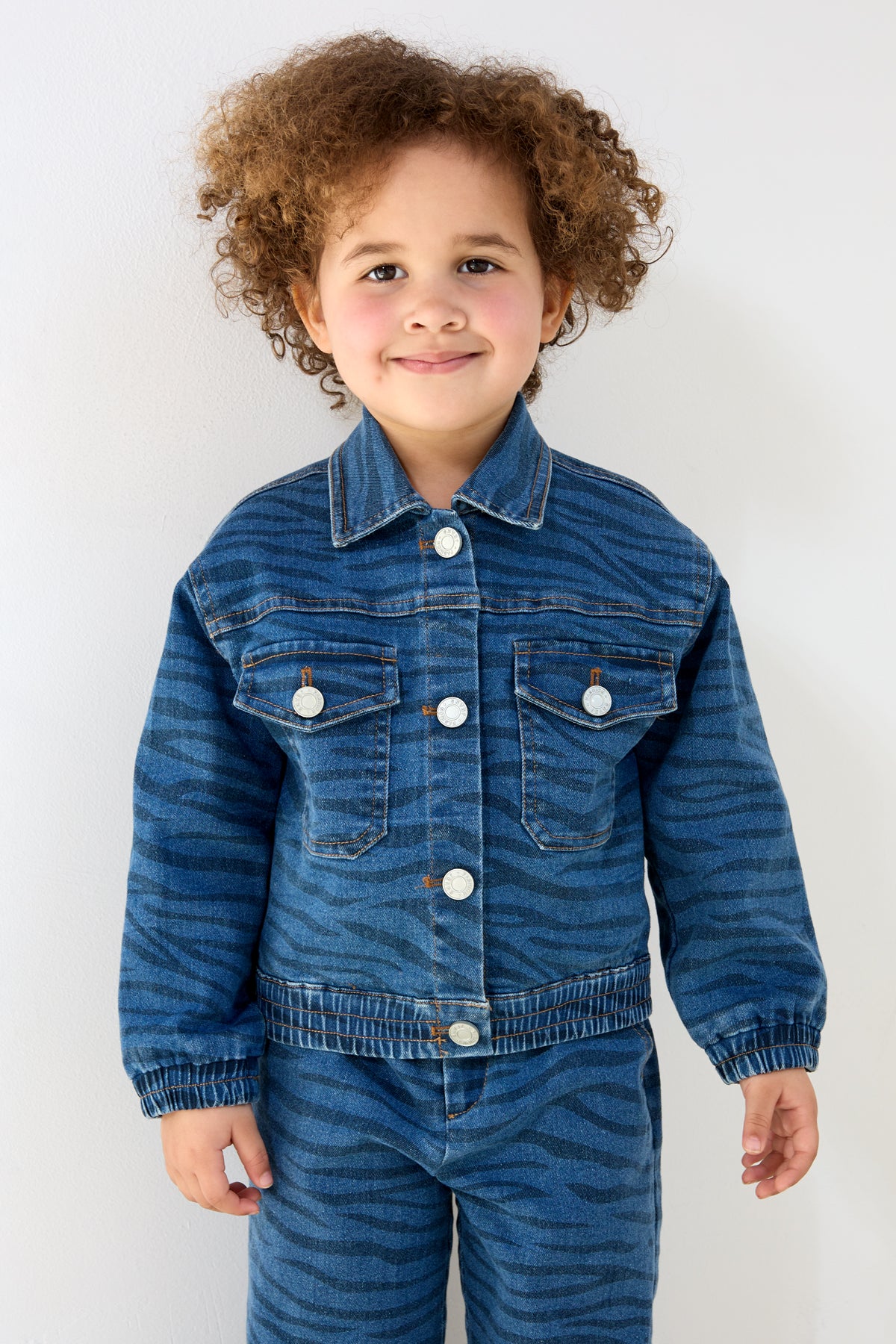 Kinder Jeansjacke Gestreift | Baumwolle | Blau