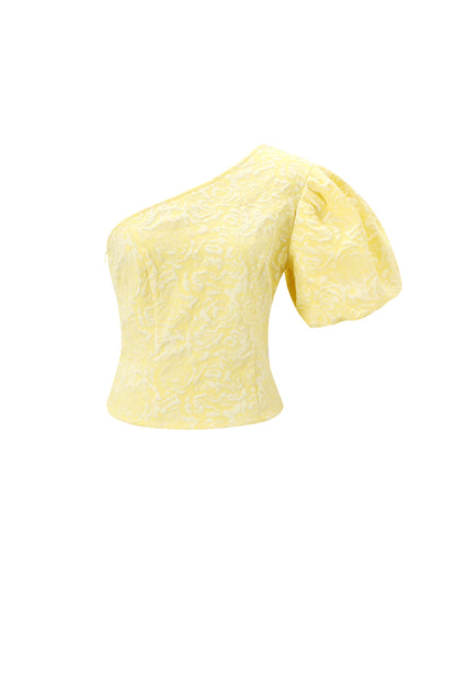 Damen Top Ein-Schulter Blumendruck | Polyester | Mehrfarbig