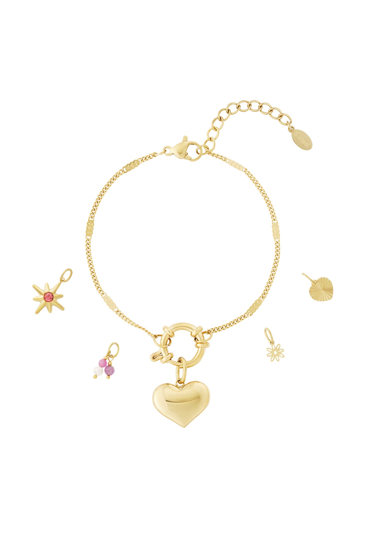Damen Armband Herz Personalisiert | Vergoldet | Goldfarbe