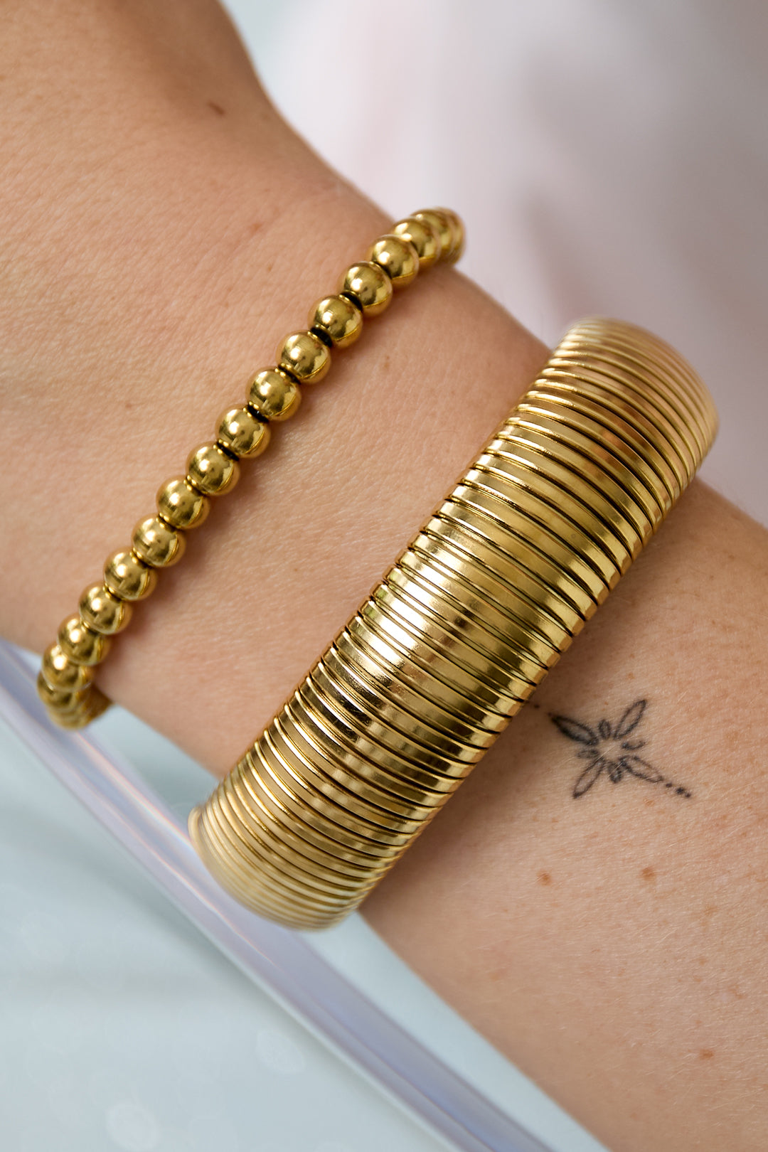damen armband klare linien | edelstahl | gold- und silberfarbe