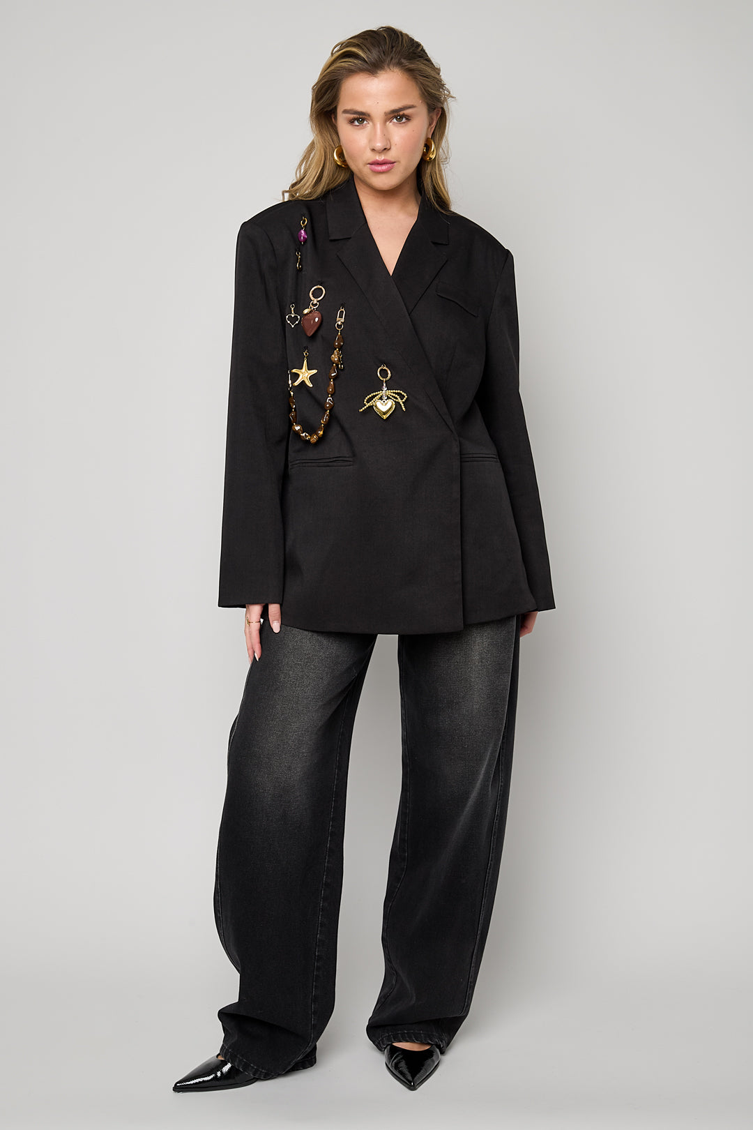 damen blazer klassisch | gewebt | schwarz & creme bis xl