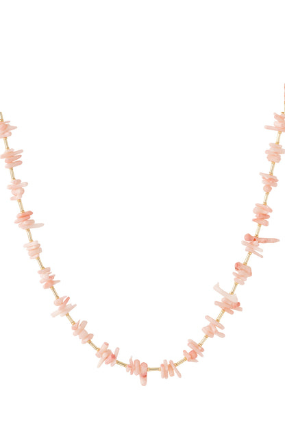 Damen Halskette Korallen Charms Marine | Edelstahl vergoldet | Rosa