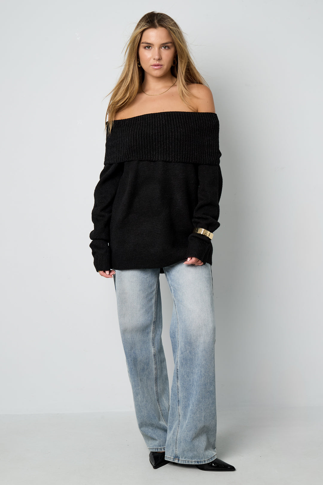 Damen Pullover Off-Shoulder Einfarbig | Polyester | Mehrfarbig