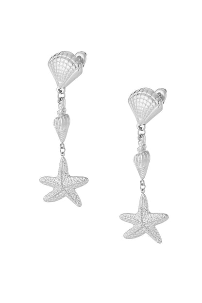 Damen Ohrringe Dreifache Muschel 14K | Vergoldet | Gold & Silber