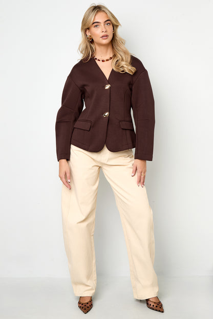 Damen Anzug Set Herbst Winter | Gewebt | Schwarz & Creme