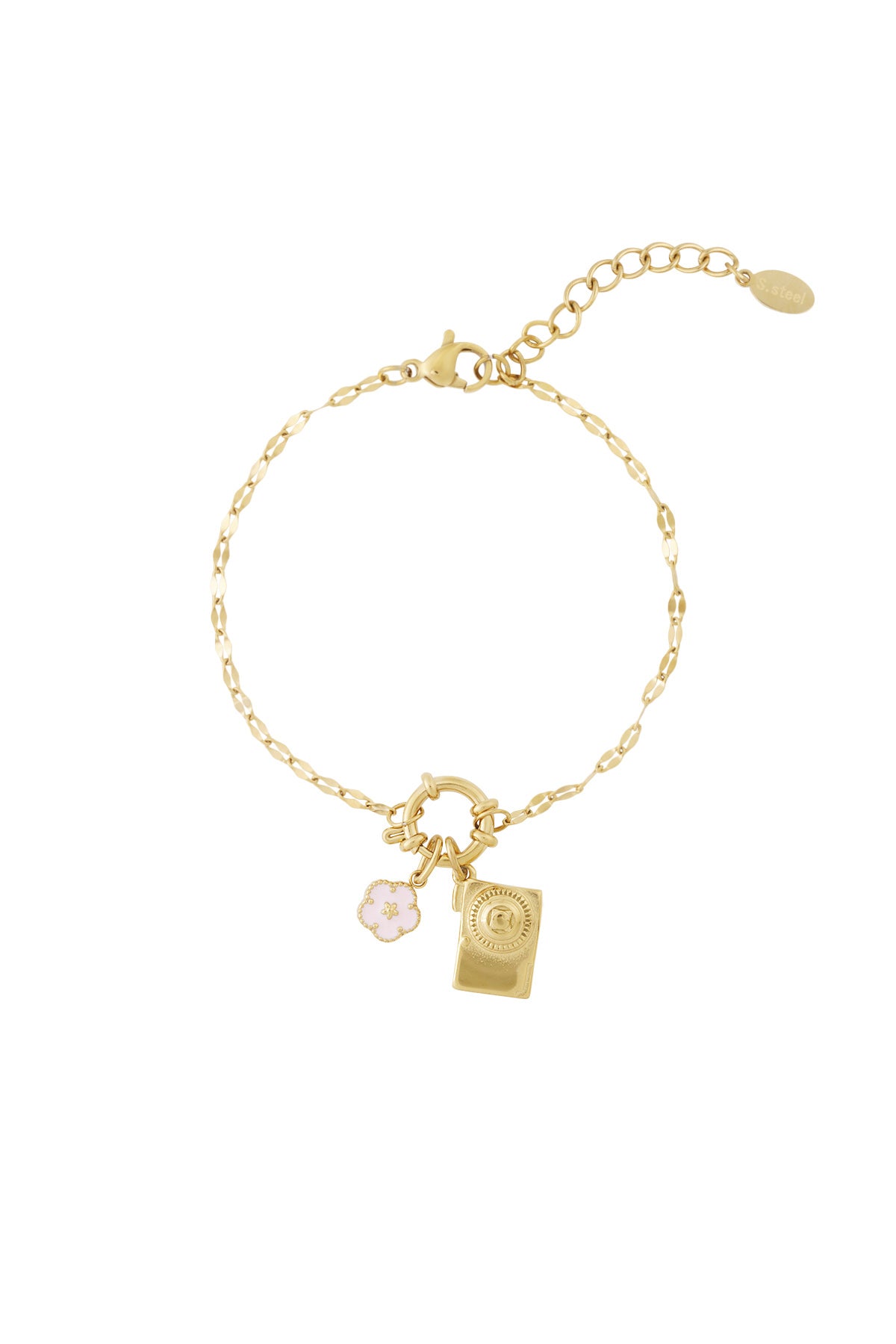 damen armband emaille blume | edelstahl | goldfarbe