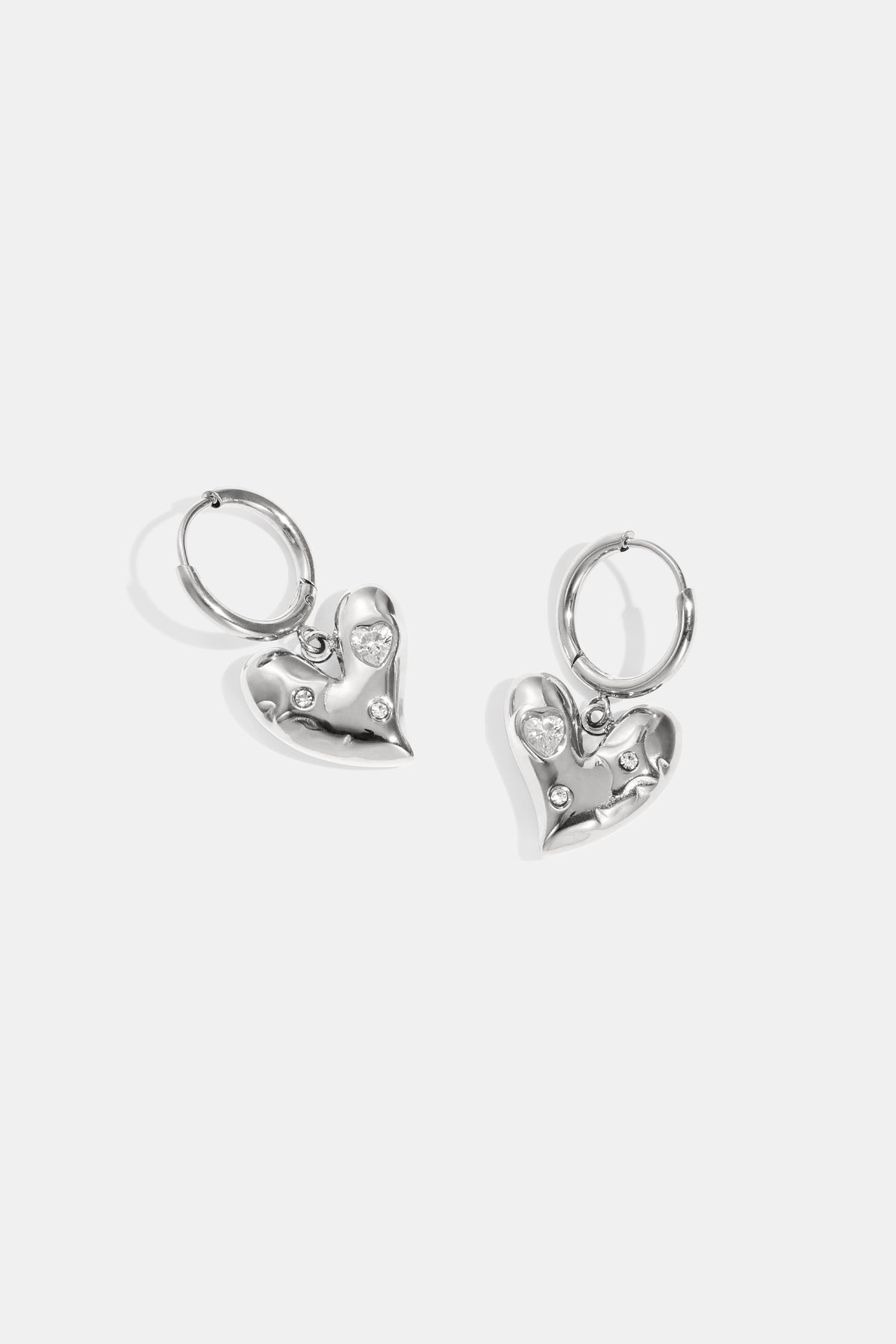 Damen Herzohrringe Strass | Edelstahl | Gold & Silber