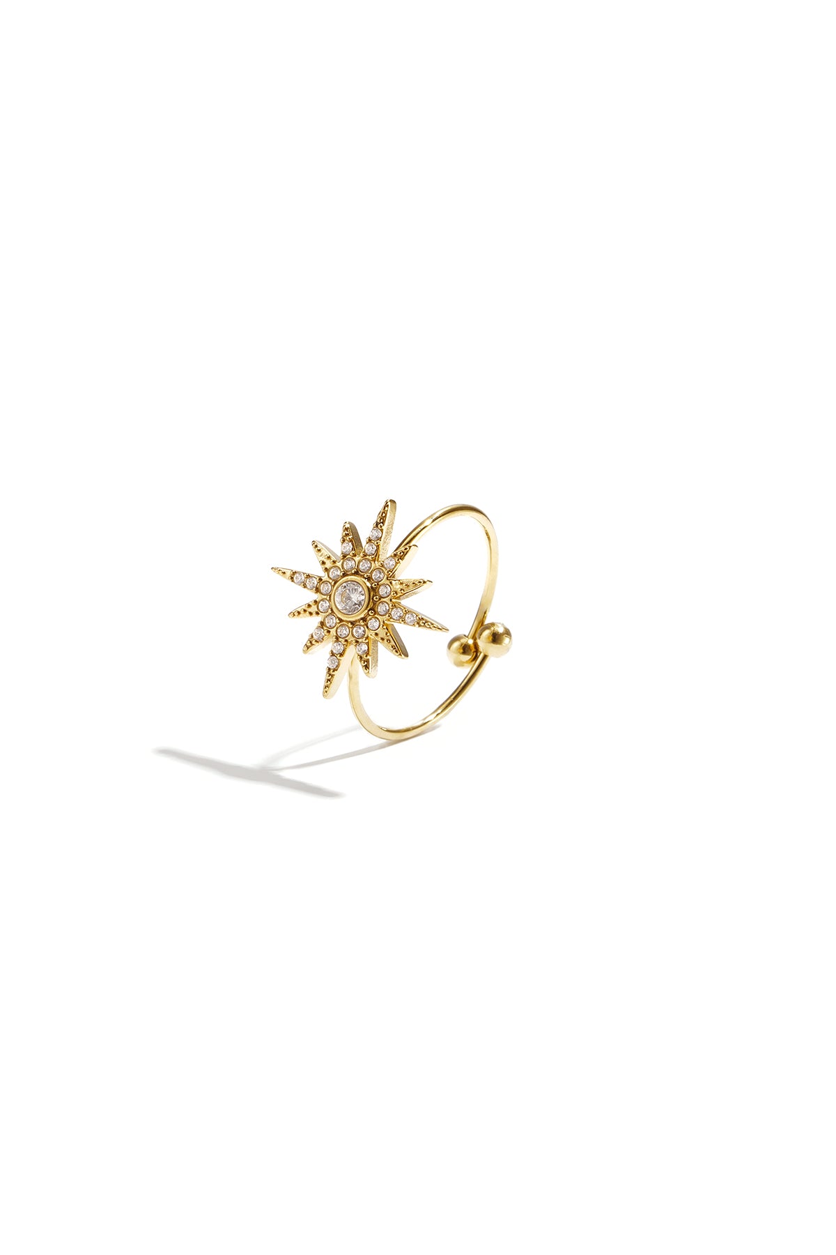 Verstellbarer Ring mit Sternschnuppe und Steinen