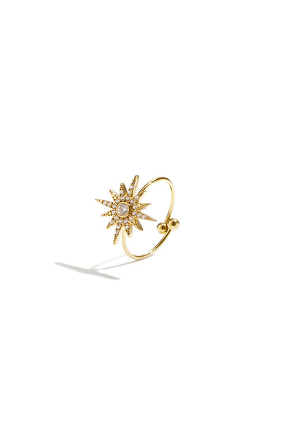 Verstellbarer Ring mit Sternschnuppe und Steinen