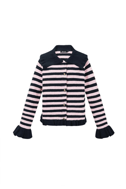 Damen Cardigan Strick Streifen | Polyester | Mehrfarbig