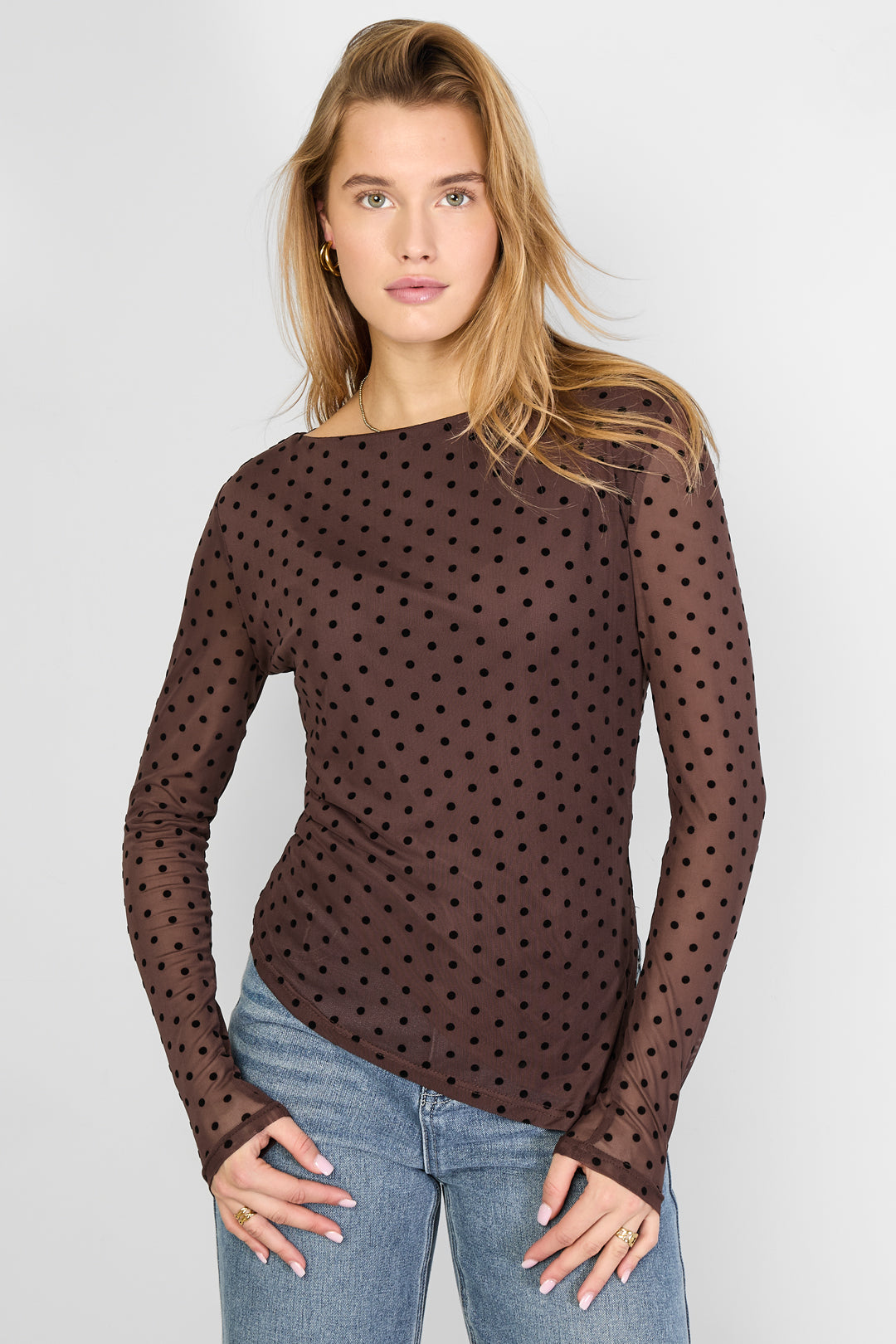 damen top gepunktet luxus | polyester | mehrfarbig