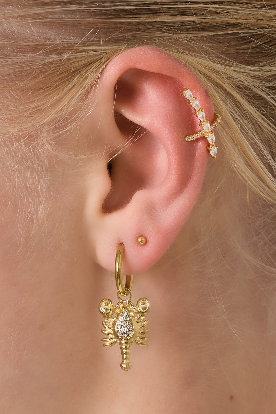 damen ohrklemme geometrisch zirkon ii | kupfer | gold & silber